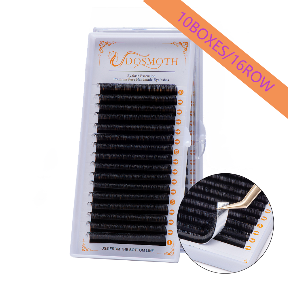 DOSMOTH, 10 коробок, 16 рядов, – обзор и цена Eyelash Extension Human Hair